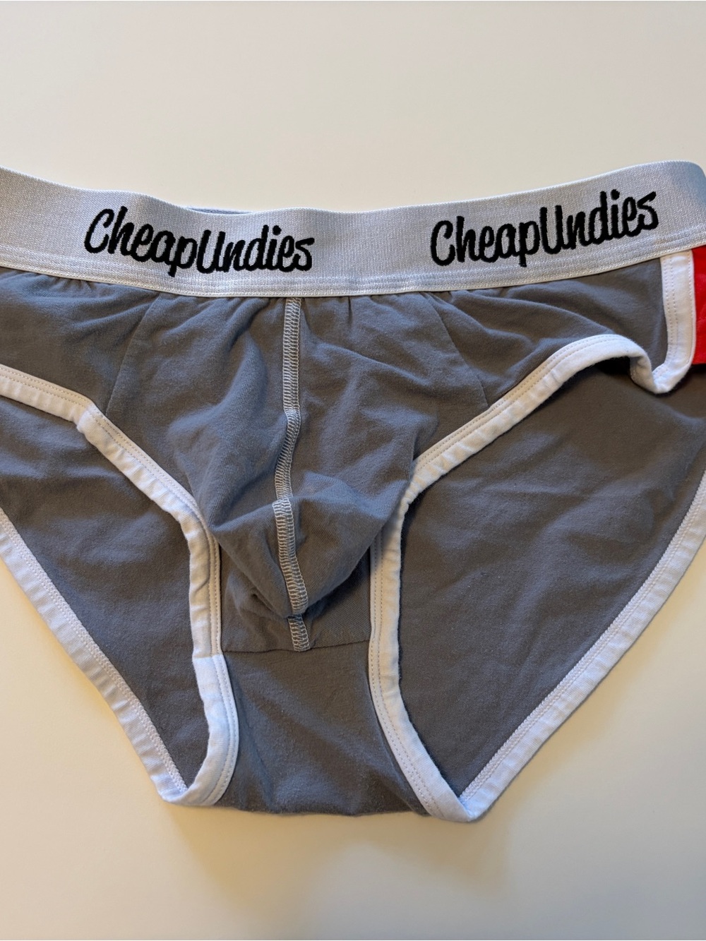 Men's Gray Briefs with White Trim Cheap undies